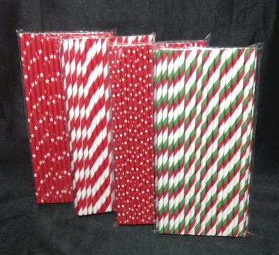 Christmas Red Theme plastic and paper straws