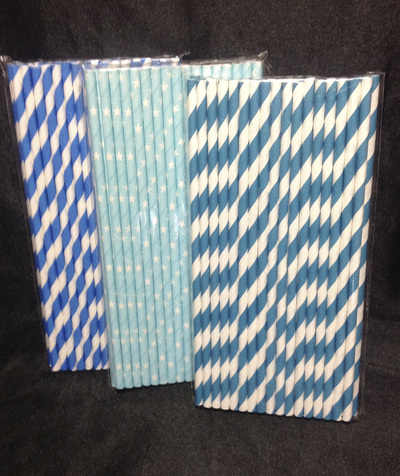 Straws with Party Theme Blue design
